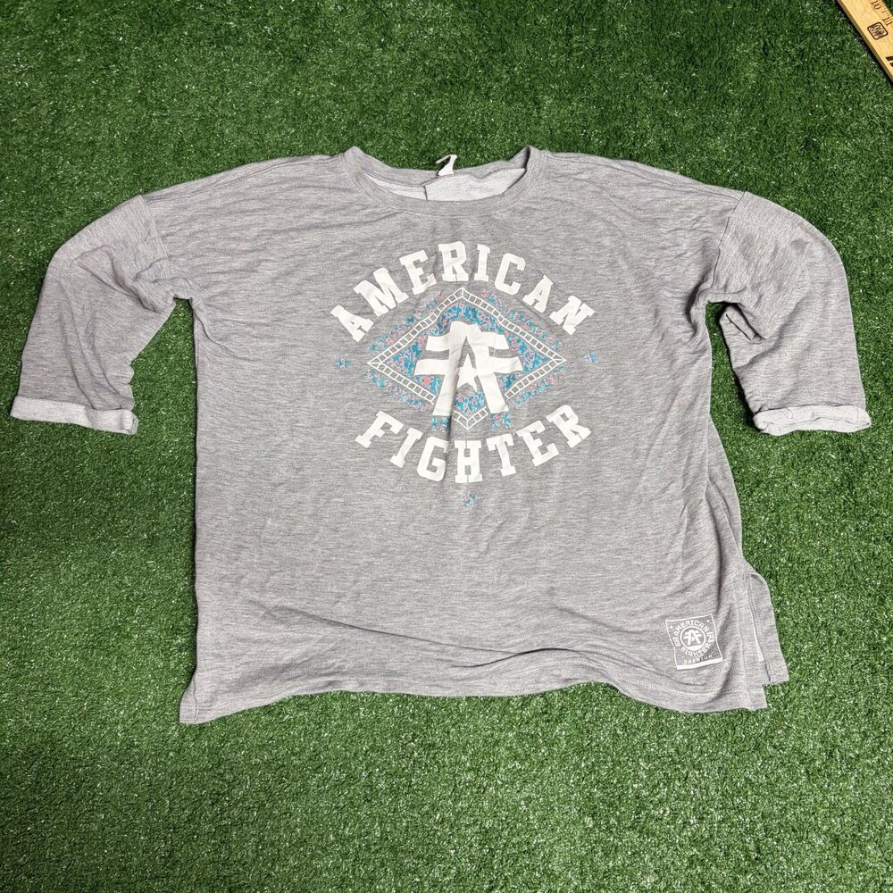 American Fighter Women’s Grey Coral Graphic 3/4 Sleeve T‑Shirt 2XL